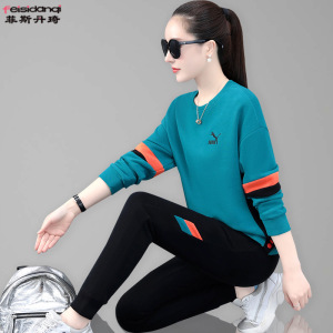 正品鸿星尔克运动服套装女春秋季新款时尚宽松大码长袖休闲跑步卫
