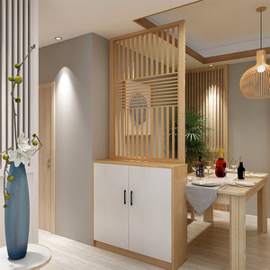 实木屏风美式入户格栅玄关花格镂空隔断新中式客厅多层板一体鞋柜