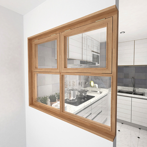 日式木窗框架上翻窗实木窗户定制室内窗长虹玻璃推拉窗原木框窗