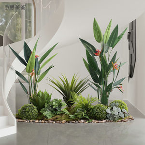 罗曼爸爸室内仿真植物造景天堂鸟景观楼梯角落绿植盆栽橱窗装饰