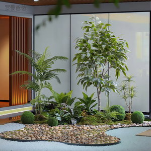 罗曼爸爸大型仿真绿植富贵树楼梯下角落造景室内植物橱窗装饰景观
