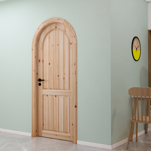 乡村旅游餐厅定制实木门室内地中海拱门圆拱形卧室门卫生间原木门