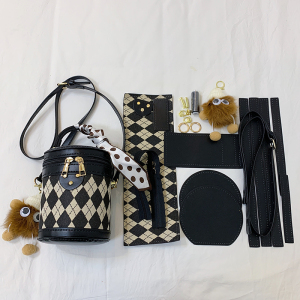 手缝手织小包包送女友闺蜜女生礼物斜挎水桶包自制手工diy材料包