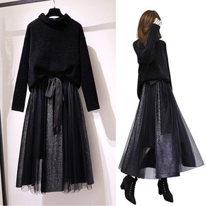 睿逸尚旗舰店天猫冬季小个子针织毛衣搭配冬天裙子网纱半身裙港风