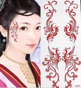 纹身贴 花钿眉心贴额贴眼角贴 防水 男女款凤凰脸部彩妆满十送一