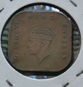 H10--1945年英属海峡--马来亚1分铜币--方形