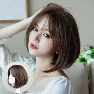 假发女中分短发 前蕾丝女短发型气质减龄内扣短发造型假发全头套