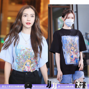 angela baby喜哥赵露思同款13demarzo2020新品水冰月印花t恤