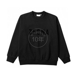 fog fear of god × zegna杰尼亚联名高街植绒大字母男女圆领卫衣