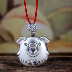 纯银招财猪吊坠