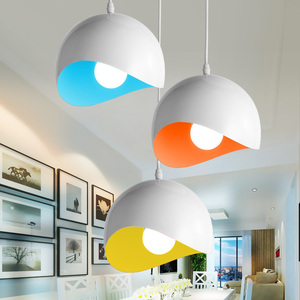 创意个性彩色蛋壳吊灯奶茶店餐厅店铺三头现代简约北欧半圆吊灯具