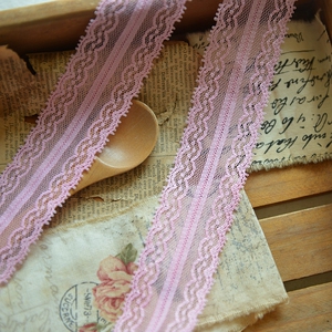 g338 台湾产粉色涤纶化纤蕾丝 花边辅料布艺蕾丝娃娃耳饰材料