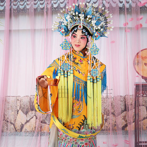 戏曲服装古装皇后戏服女蟒贵妃醉酒演出服花旦凤冠霞帔 团凤女蟒