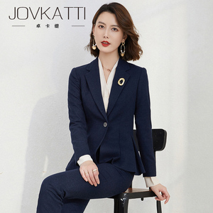 高端职业西装套装女播音主持艺考正装西服白领上班面试开会工作服