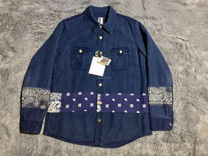 visvim ict black elk flannel 蓝色腰果花法兰绒 衬衫