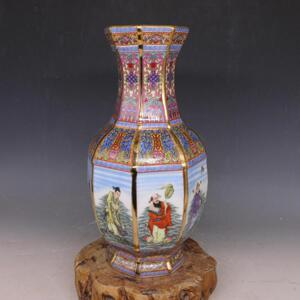 大清乾隆粉彩八仙花瓶古董古玩仿古瓷器收藏复古家居摆件花插老货