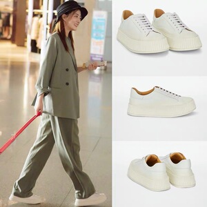 法国代购jil sander 徐璐同款 系带小白鞋 运动鞋厚底松糕鞋女鞋