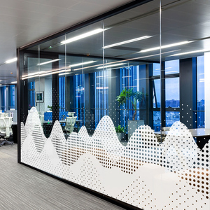 简约办公室隔断透明玻璃贴纸公司创意几何装饰磨砂静电门贴膜定制