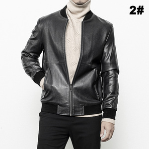 夹克男春秋季潮流胖子机车大码宽松男士外套加肥加大棒球领仿皮衣