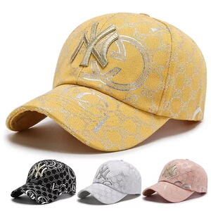 帽子男女通用韩版时尚潮流新款满印字母棒球帽夏季防晒遮阳帽刺绣