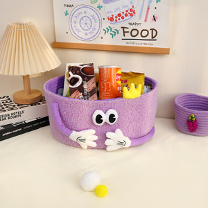 小怪兽棉线玩具收纳筐桌面零食收纳篮儿童房宝宝衣物整理箱宠物窝