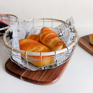 北欧铁艺编织收纳筐桌面零食面包水果储物篮客厅杂物置物整理筐子