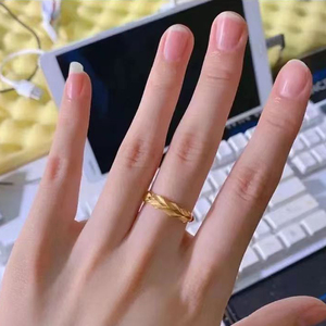 穗穗平安麦穗戒指女18K金色精致扭纹麻花高质感久不掉色时尚指环