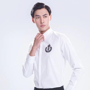 素拼男装新款纯色方领春秋修身简约潮流雅痞in休闲衬衫19111zs