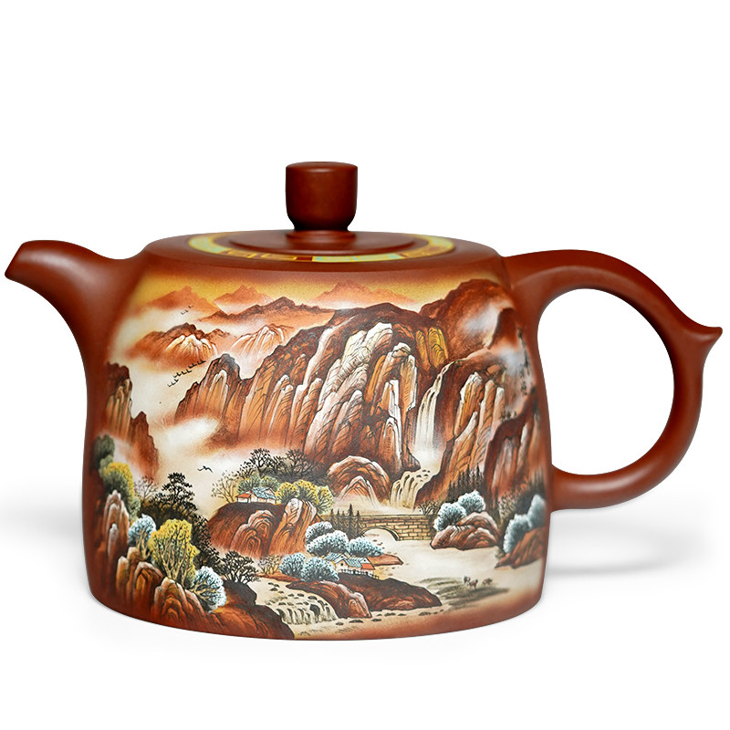 珍藏版 宜兴紫砂壶纯手工茶壶 名家收藏陶岭张小岭泥绘 井栏壶