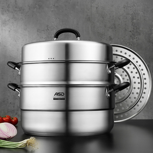 爱仕达304不锈钢蒸锅2三大3层家用34cm大号双层加厚商用蒸鱼蒸笼