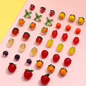 苹果柿子橙子草莓水果琉璃玻璃串珠DIY手工耳环饰品项链配件材料