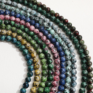 1条复古彩色斑点麻石优化天然石散珠串珠DIY手工手链项链配件材料