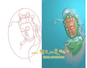 电子图设计图观音脸观音头侧脸 xtw精雕图23牌子jdp格式灰度图bmp