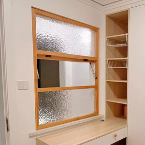 木窗框架上翻窗定制实木框窗原木长虹玻璃窗推拉室内窗户木质木制