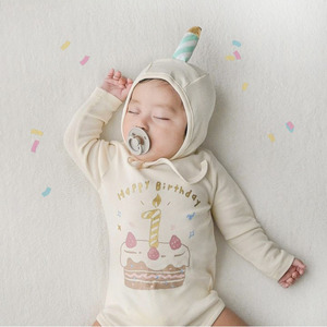 韩版新生婴儿衣服生日蛋糕造型哈衣长短袖男女宝宝百岁服包屁爬服