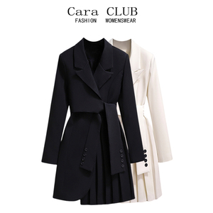 Cara CLUB大码高级感西服连衣裙女春季时尚收腰显瘦气质炸街a字裙