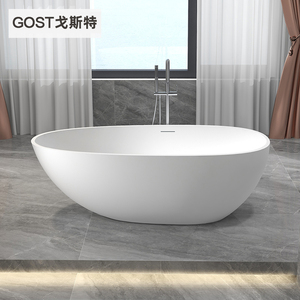 戈斯特独立一体式人造石浴缸家用双人鹅蛋形网红酒店民宿成人浴盆