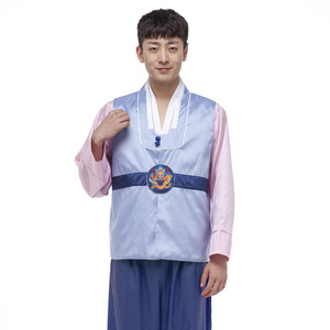 男士韩服朝鲜族马甲衬衫长裤套装少数民族韩国刺绣花礼服表演出装