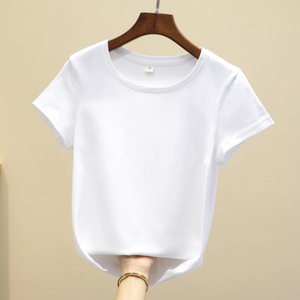 白色t恤女短袖紧身纯棉2024年t桖夏季新款半袖修身短款打底衫上衣