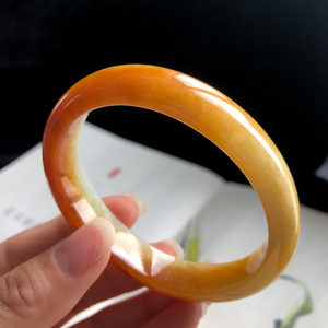 兄弟翡翠【新品】缅甸玉石翡翠满黄翡色鲜贵妃手镯3434圈口54