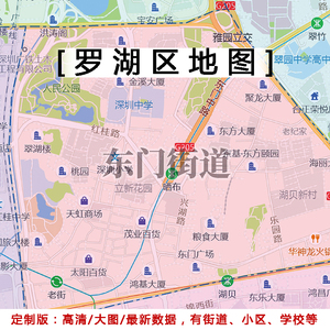 罗湖区地图贴图2021办公室挂图装饰画定制广东深圳行政交通地形图
