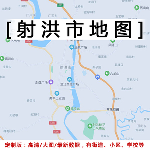射洪市地图贴图2022办公室挂图装饰画定制四川遂宁行政交通地形图