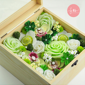 手韵衍纸 倾心花盒材料包 情侣永生衍纸花盒手作材料包皱纹纸套装