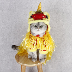 宠物衣服舞狮新年变身装小狮子衣服饰中国风法斗猫咪过年帽子