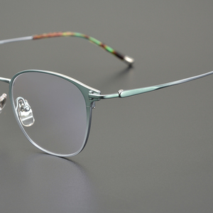 日本手造双色设计眼镜框文艺青年男女款纯钛镜架可配近视光学眼镜