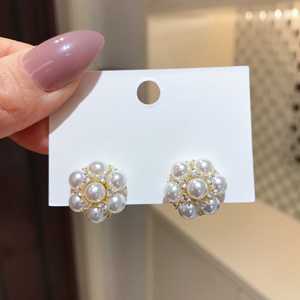 韩国网红气质轻奢亮钻珍珠小众设计925银针耳钉时尚简约百搭耳环