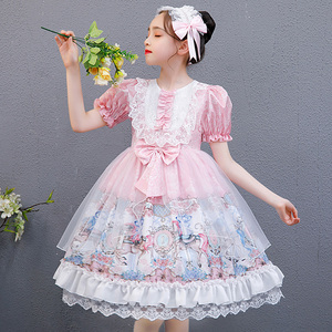 丹尼熊正品缓缓公主儿童蓬蓬裙夏装女童洛丽塔公主裙子中大童夏季