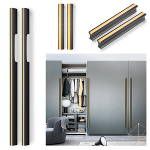 大衣柜拉手加长轻奢现代简约金色抽屉柜子橱柜黑色超长柜门把手