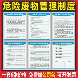 危险废物管理制度标识牌提示牌危废仓库应急预案组织架构图标语