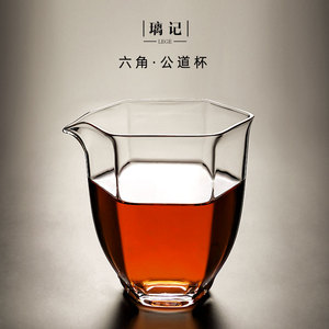 璃尚日式耐热玻璃公杯 六角匀杯公道杯出口日本高品质高硼硅茶海